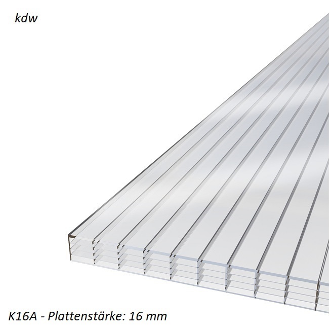 Polycarbonat Farblos - 16 mm Plattenstrke - Antihagel