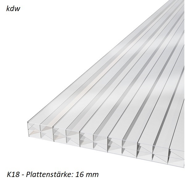 Polycarbonat Farblos - 16 mm Plattenstrke - Antihagel